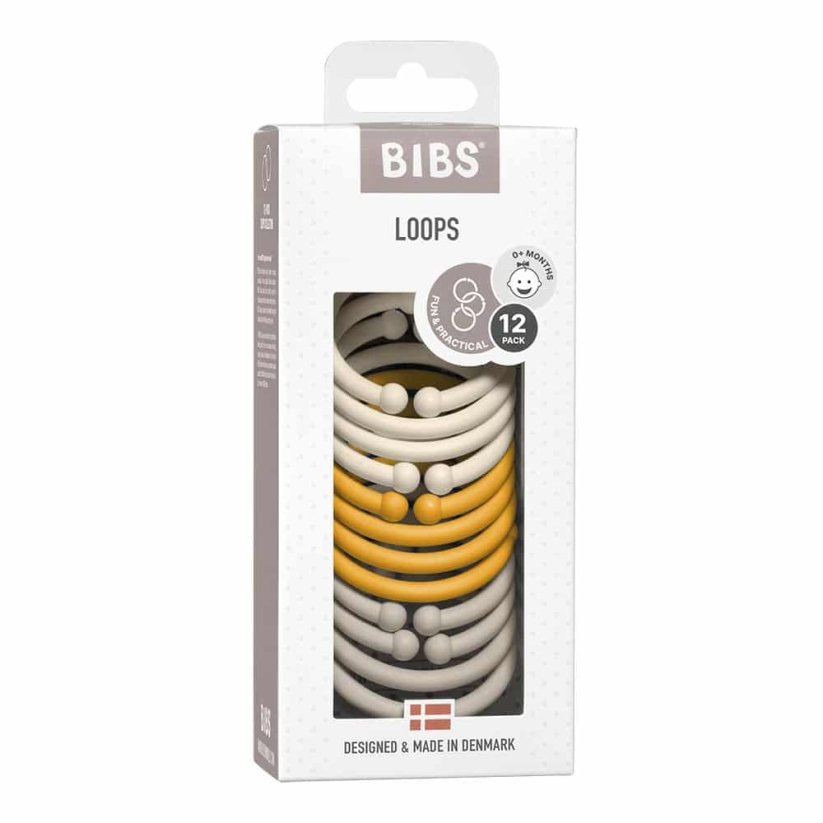 BIBS Loops krúžky 12ks (Ivory / Honey Bee / Sand)