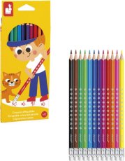Janod Colorino Detské pastelky s gumou 12 farieb odolné