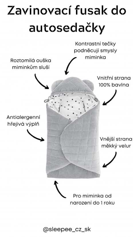 Fusak/zavinovačka/deka do autosedačky Sleepee Royal Sand