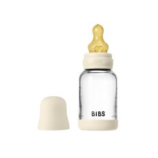 Skleněná antikolická láhev BIBS s gumovou savičkou 120 ml (slonová kost)