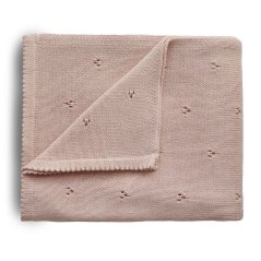 Mushie pletená dětská deka z organické bavlny (děrovaná Blush)