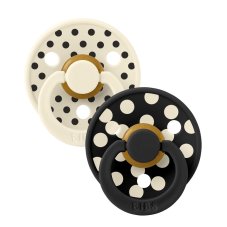 BIBS STUDIO Colour Polka anatomické cumlíky z prírodného kaučuku 2ks - veľkosť 1 (Ivory / Black)