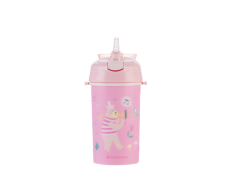 KikkaBoo Hrnek se silikonovým brčkem a páskem 450ml Music Fest Pink