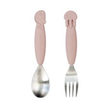 Easy-grip set lyžička a vidlička Sea friends - rúžový