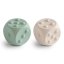 Mushie silikonske kocke pop-it 2 kosa (Cambridge Blue / Shifting Sand)