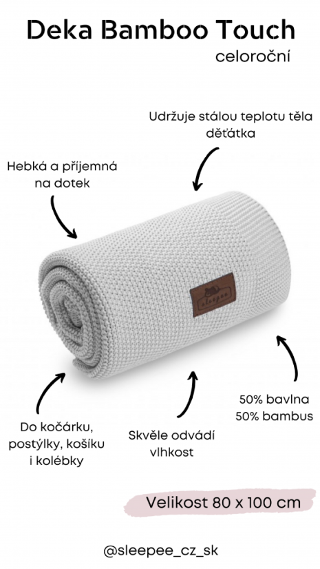 Bambusová deka Sleepee Bamboo Touch Blanket ružová