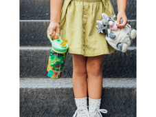 Quokka Termo láhev z nerezové oceli s náustkem Pop Kids Dinosaurus Jungle 445 ml