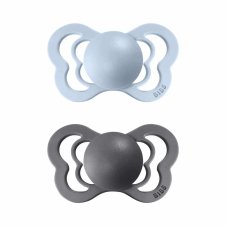 BIBS Couture anatomické cumlíky z prírodného kaučuku 2ks - veľkosť 2 (Iron / Baby Blue)