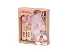 LullaBaby Šaty pre bábiku ružové s doplnkami