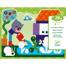 DJECO Ukrytí v zahradě: magické vybarvování vodou, 4 obrázky siluetové+štětec s filcovým hrotem