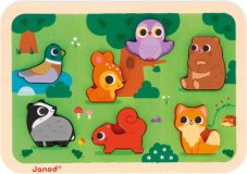 Janod Drevené vkladacie puzzle pre najmenších Lesné zvieratá Chunky