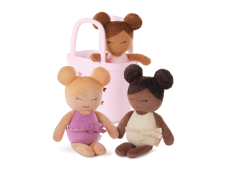 LullaBaby Bábiky plyšové do vane v košíku Pink