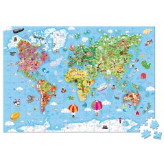 Janod Puzzle Mapa světa v kufríku 300 ks