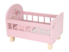 Little Dutch Postieľka pre bábiky drevená s perinkou Pink