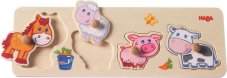 Haba Dřevěné vkládací puzzle s úchytem Mláďátka na farmě