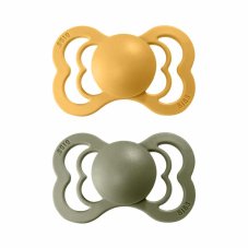BIBS Supreme symetrické dudlíky ze silikonu 2ks - velikost 1 (Honey Bee / Olive)