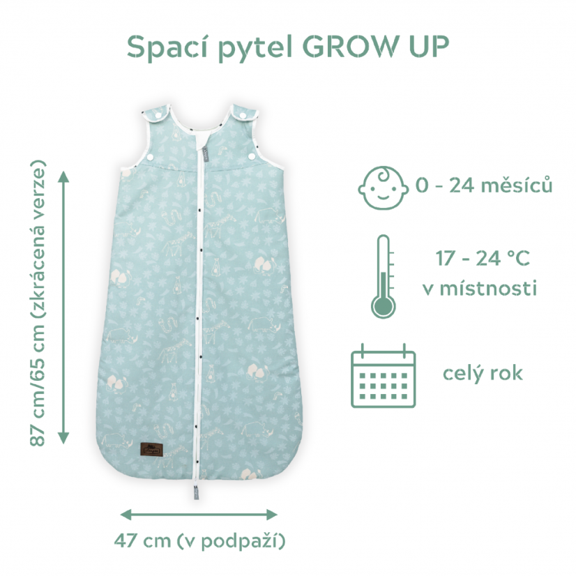 Spací pytel Sleepee Grow Up Vintage Animals Sky Blue