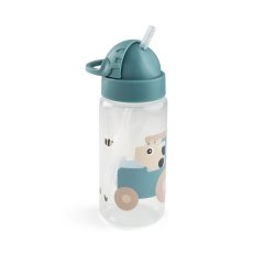 Dětská láhev s brčkem Tiny Farm 350 ml - modrá