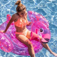 Swim Essentials Nafukovačka Plameniak neónový s trblietkami 150 cm