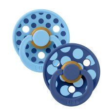 BIBS STUDIO Colour Polka cumlíky z prírodného kaučuku 2ks - veľkosť 1 (Breeze / Cornflower)