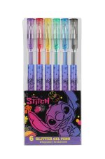 Coolpack Gélové perá s trblietkami Stitch Black 6 ks