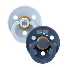 BIBS Colour cumlíky z prírodného kaučuku 2ks - veľkosť 1 (Train Baby Blue / Steel Blue)