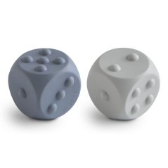Mushie silikonové kostky pop-it 2ks (Cambridge Blue / Shifting Sand)