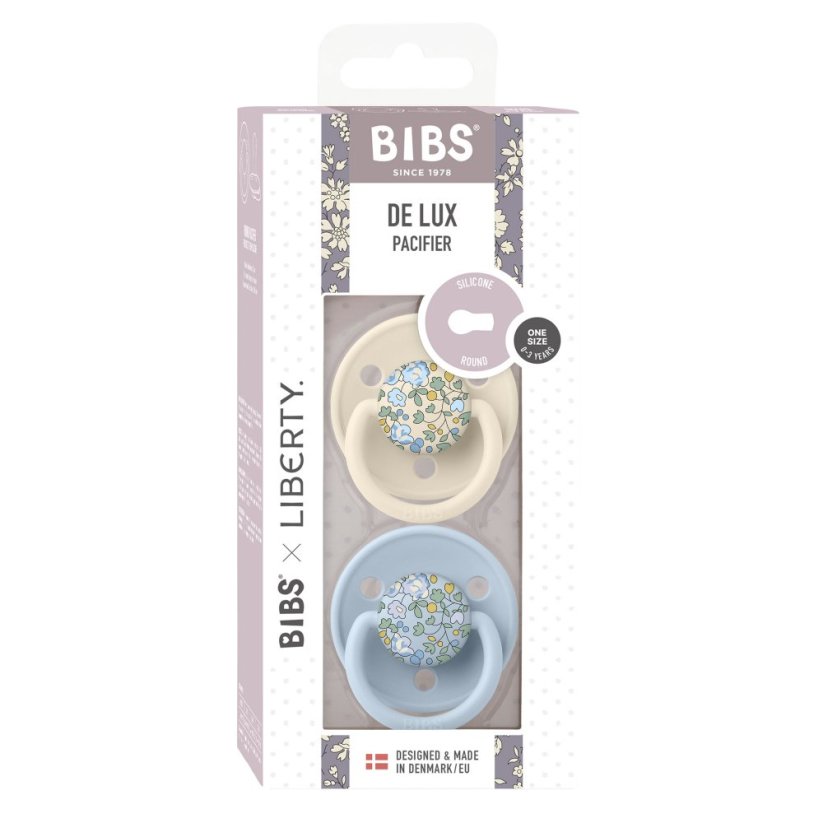 BIBS x LIBERTY De Lux cumlíky zo silikónu 2ks - one size (Ivory / Baby Blue)