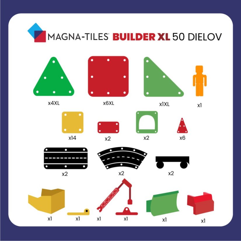 Magna-Tiles Magnetická stavebnica Builder XL Trucks 50 dielov