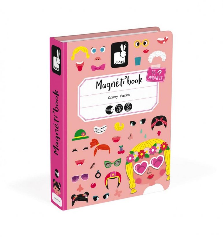 Janod Magnetická kniha Magnetibook Zábavné tváře děvčata
