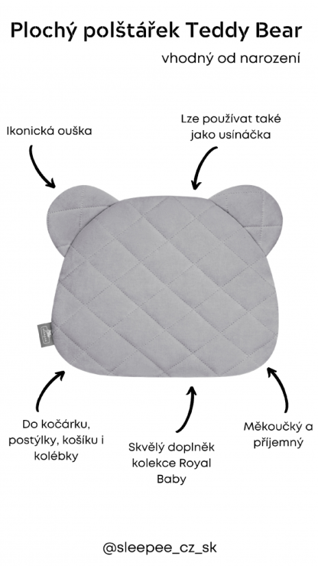 Polštář Sleepee Royal Baby Teddy Bear Pillow modrá