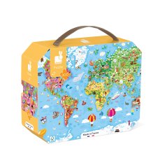 Janod Puzzle Mapa světa v kufríku 300 ks