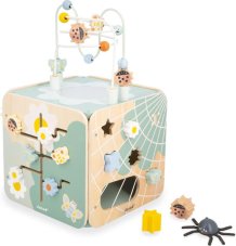 Janod Sweet Cocoon Drevená didaktická kocka s motorickým labyrintom MultiActivity Záhrada