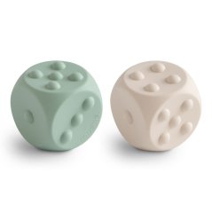 Mushie silikonové kostky pop-it 2ks (Cambridge Blue / Shifting Sand)