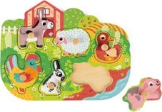 Janod Vkladacie puzzle s úchytkou Farma