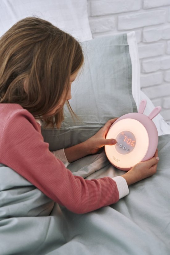 Rabbit and Friends Budík so svetlom Zajačik Ružový