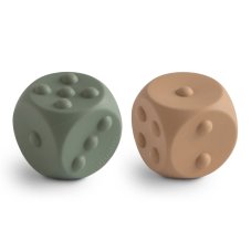 Mushie silikónové kocky pop-it 2ks (Dried Thyme / Natural)