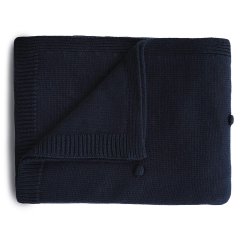 Mushie pletená dětská deka z organické bavlny (tečkovaná Dark Navy)