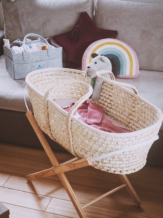 Ahojbaby Mojžíšův košík pro miminko Corn Natural + oboustranná matrace Airdream