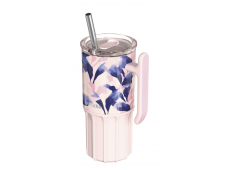 Quokka Nerezový termohrnček so slamkou Umi Blue Feather 720 ml