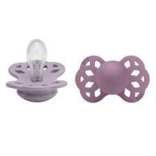 BIBS Infinity simetrični silikonski dude 2 kosa - velikost 1 (fosilna siva / mauve)