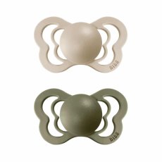 BIBS Couture anatomické cumlíky zo silikónu 2ks - veľkosť 2 (Vanilla / Olive)