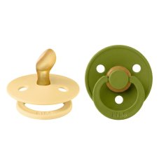 BIBS Colour anatomické cumlíky z prírodného kaučuku 2 ks - veľkosť 1 (Pale Butter / Wasabi)