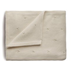 Mushie pletená dětská deka z organické bavlny (děrovaná Ivory)