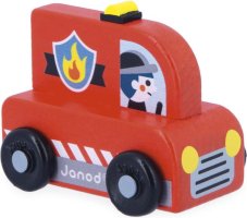 Janod Cross roads Drevené auto na tlačenie Hasiči červené