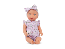 LullaBaby Bábika 35 cm v overale s čelenkou Floral Lila