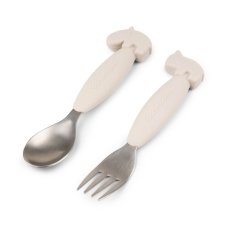 Easy grip set lyžička a vidlička Deer friends - piesková