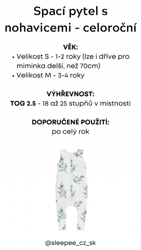 Celoročný spací vak s nohavicami Bohemian Green/Bohemian Botanic S - Vek: 1 - 2 roky