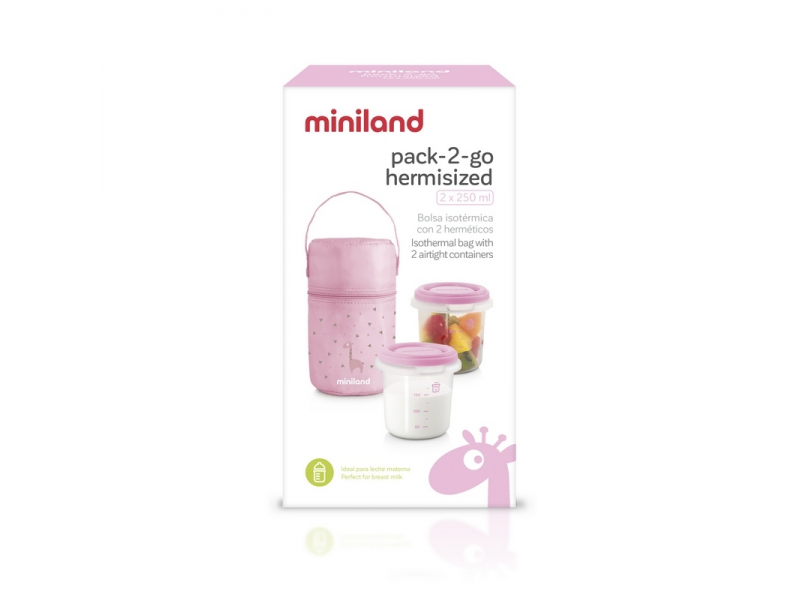 Miniland Termoizolačné puzdro + tégliky na jedlo Pink 2ks