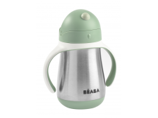 Beaba Nerezový termoizolační hrnek s brčkem 250ml Sage Green